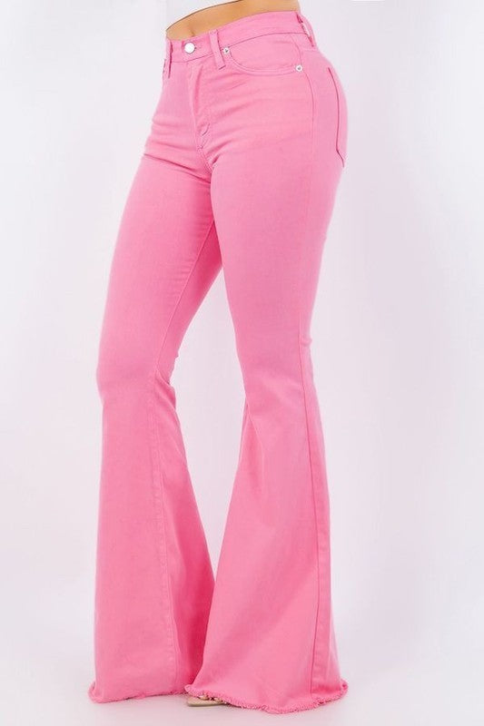 GJG Denim Bell Bottom Hot Pink Jeans | Demure Style