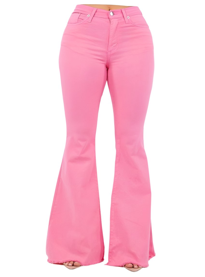 GJG Denim Bell Bottom Hot Pink Jeans | Demure Style