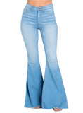 GJG Denim Logan Bell Bottom Jean in light blue with high waist
