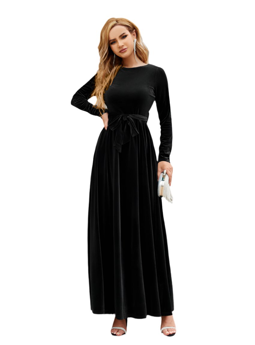 Graceful black velvet dress for special occasions
