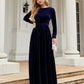 Graceful blue velvet dress for special occasions
