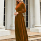 Graceful brown velvet dress for special occasions
