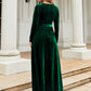 Graceful green velvet dress for special occasions
