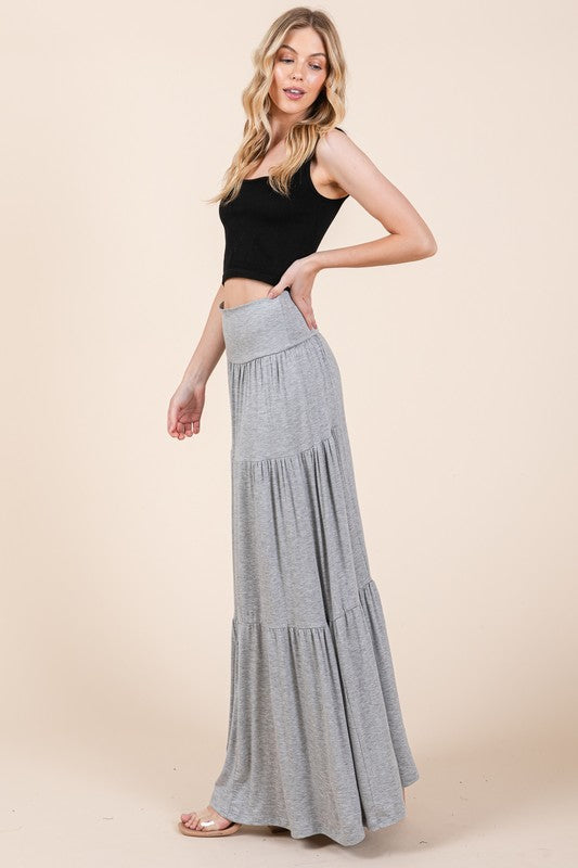 Women’s boho-style maxi skirt made in the USA.
