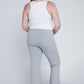 Everyday gray flare pants for women in plus sizes.
