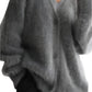 gray fuzzy oversized button-front cardigan