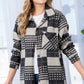 cozy gray plaid flannel shacket, oversized fit for layering
