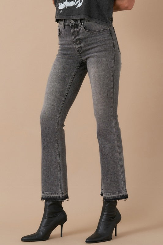 Gray Insane Gene High Rise Cropped Bootcut Jeans | Boutique Clothing