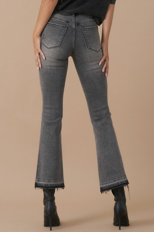 Gray Insane Gene High Rise Cropped Bootcut Jeans | Boutique Clothing