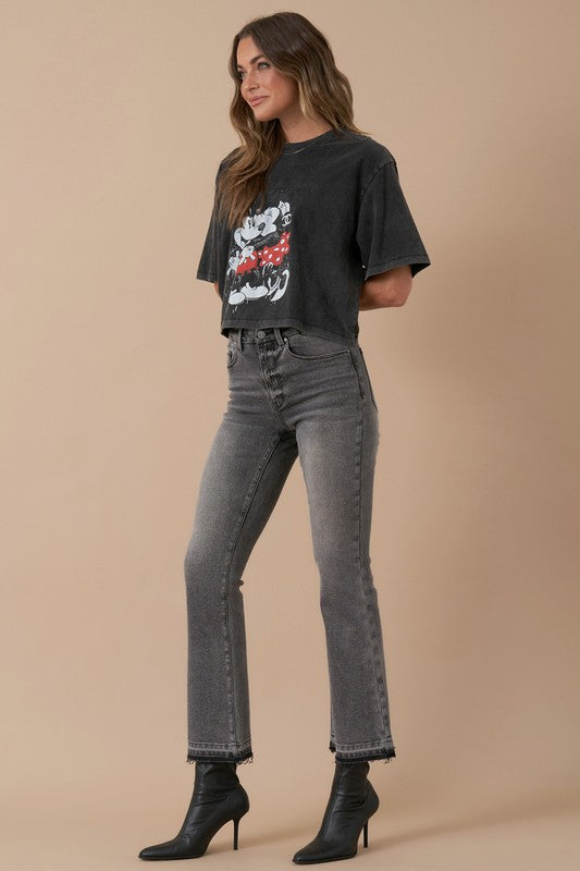 Gray Insane Gene High Rise Cropped Bootcut Jeans | Boutique Clothing