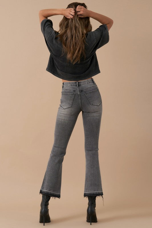 Gray Insane Gene High Rise Cropped Bootcut Jeans | Boutique Clothing