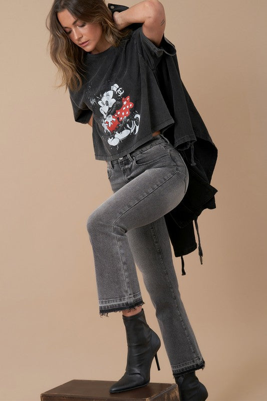 Gray Insane Gene High Rise Cropped Bootcut Jeans | Boutique Clothing