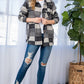 oversized gray plaid flannel shacket with long sleeves, perfect for fall
