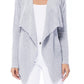 gray open front cardigan with shawl collar
