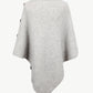 Women’s gray ribbed knit poncho with cozy turtleneck.
