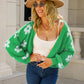 Stylish green floral knit cardigan for layering
