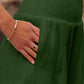 Casual green smocked waist pants wide leg style
