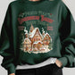 Festive green holiday sweatshirt with gingerbread bakery print, perfect for Christmas.