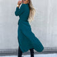 Long Sleeve Button-Up Belted Shirt Dress