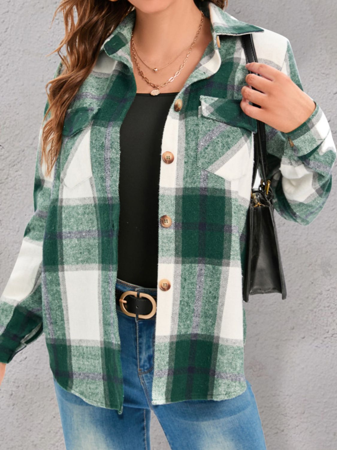 Classic green button up flannel shirt