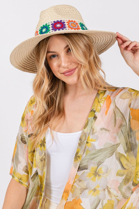 Embroidered Wide Brim Sun Hat - Whimsical Appalachian Boutique