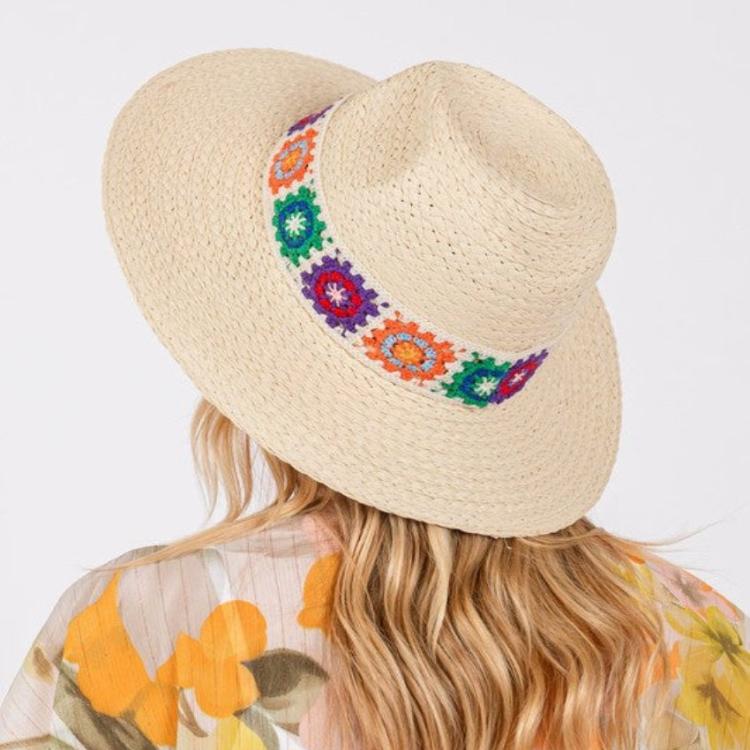 Embroidered Wide Brim Sun Hat - Whimsical Appalachian Boutique