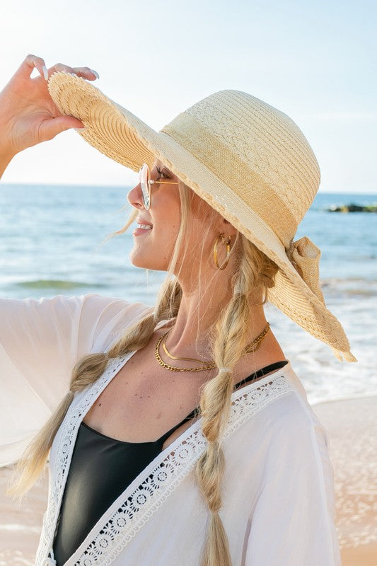 Scallop Edge Bow Accent Sunhat - Whimsical Appalachian Boutique