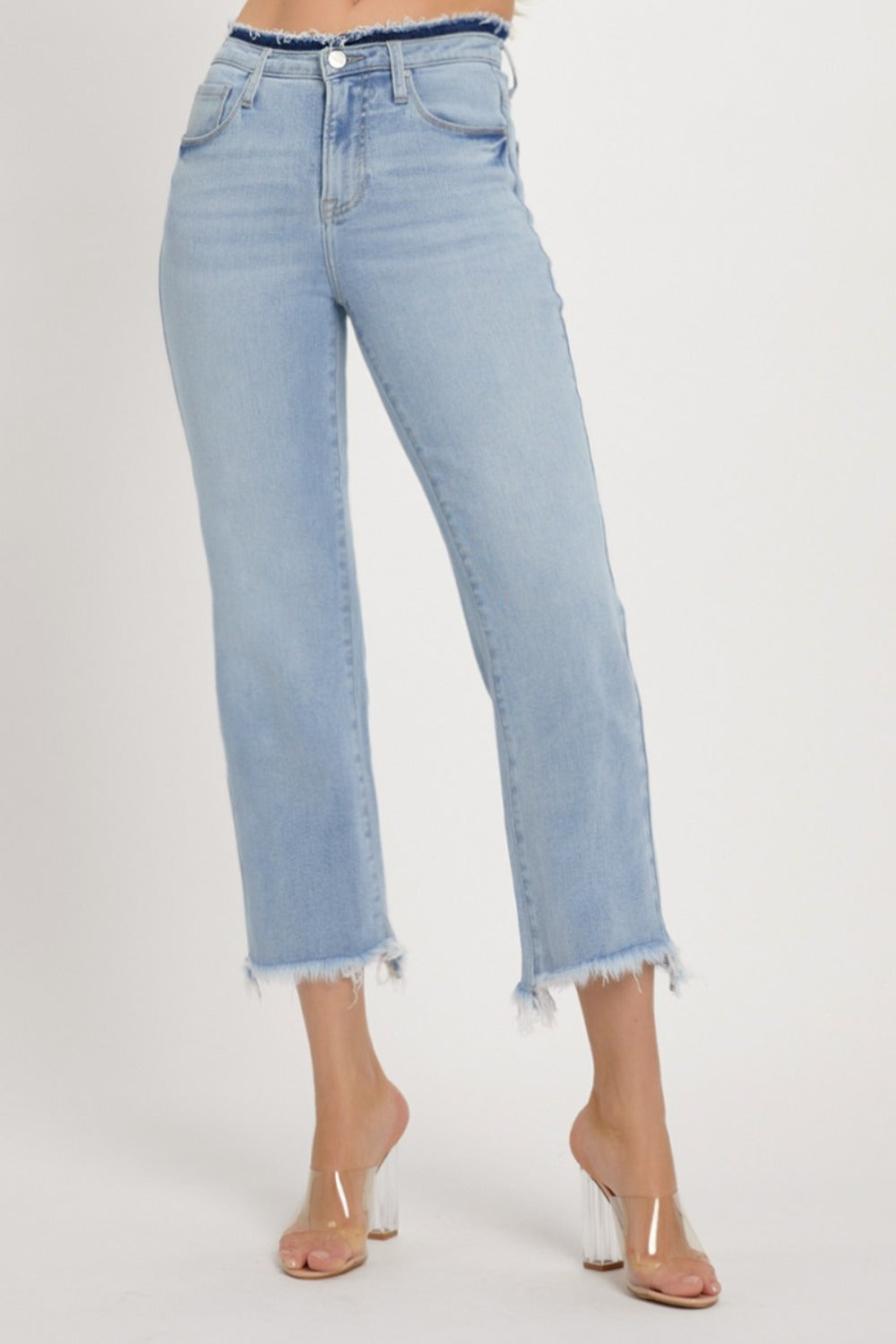 RISEN Jeans | High Rise Raw Edge Cropped Leg