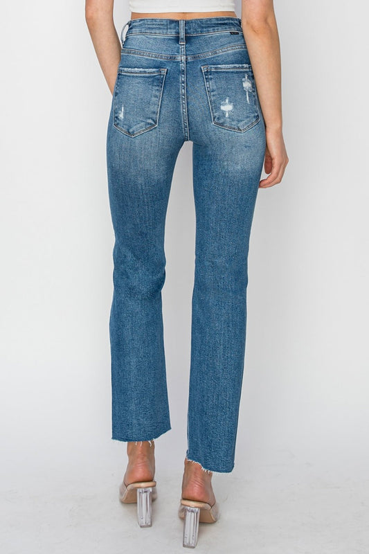 RISEN Jeans High Rise Distressed Ankle Length Denim - Appalachian Boutique