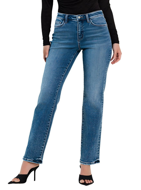 High Rise Straight Jeans by Flying Monkey featuring a classic and comfortable design.