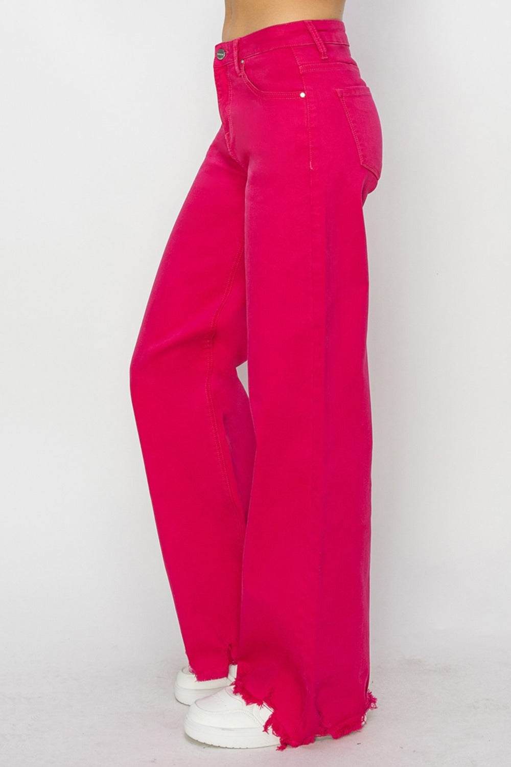 High Rise Wide Leg RISEN Hot Pink Jeans | Whimsical Clothing Style