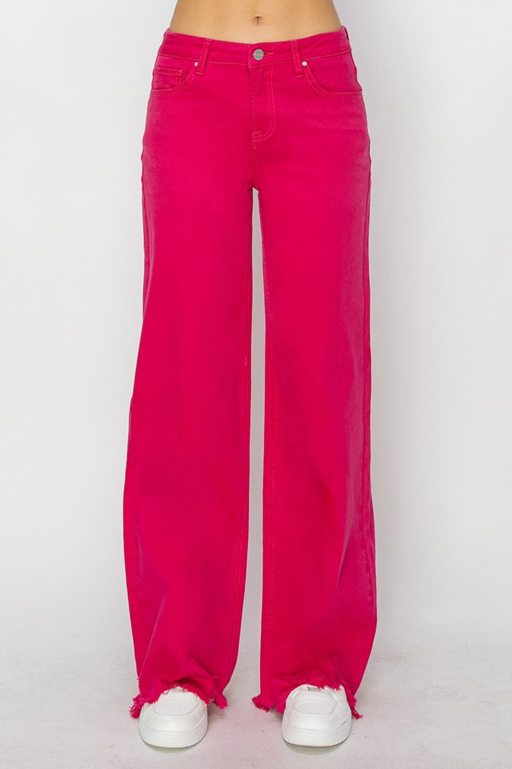 High Rise Wide Leg RISEN Hot Pink Jeans | Whimsical Clothing Style