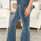 Judy Blue jeans with tummy control and stylish flare leg, in medium wash.
