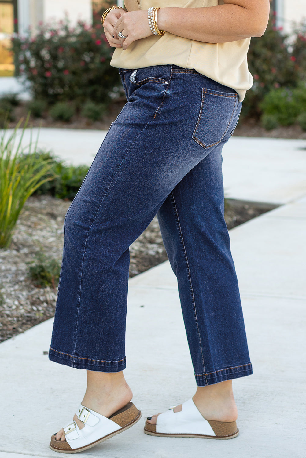 High waist wide leg jeans for plus size
