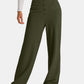 Army green high waist wide leg pants with pockets
