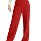 Deep red high waist wide leg pants with pockets
