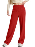 Deep red high waist wide leg pants with pockets
