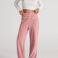 Pale blush high waist wide leg pants with pockets
