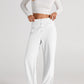 White high waist wide leg pants with pockets
