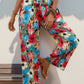 Lightweight colorful floral wide-leg pants in viscose
