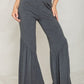 Playful ruffle hem pants in gray, perfect for casual and semi-casual wear
