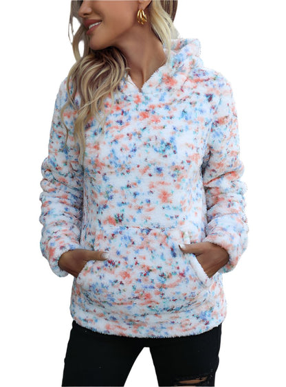 Multicolor Sherpa Hoodie With Pocket