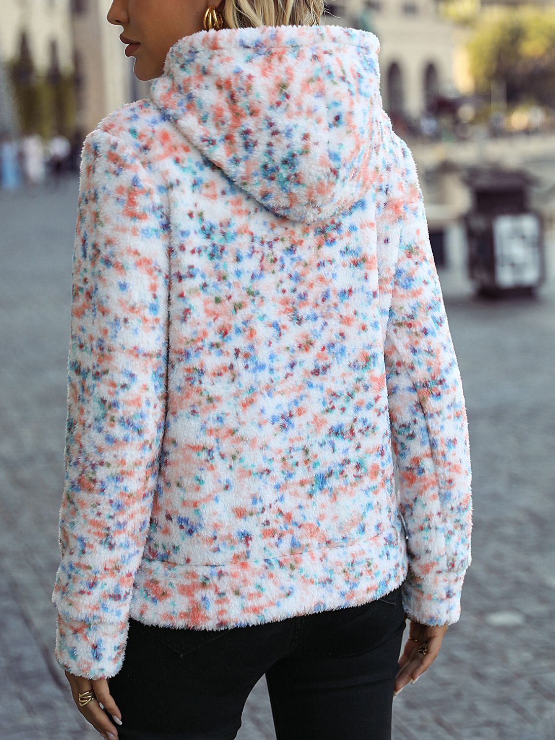 Multicolor Sherpa Hoodie With Pocket