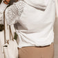 White Lace Patchwork Sleeve Drawstring Hoodie