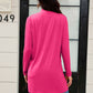 Hot pink casual drape cardigan, paired with denim for a relaxed look.