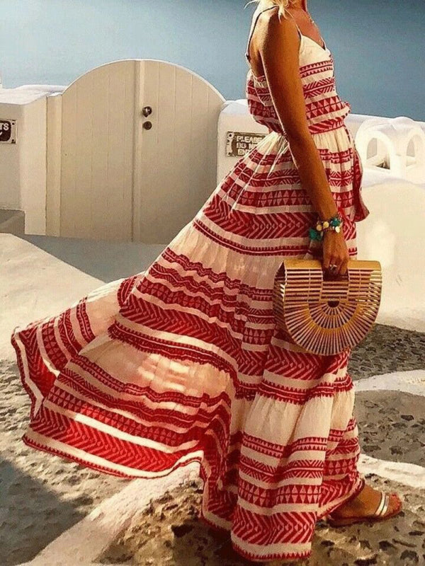 Stylish boho chic dress with unique tribal patterns, ideal for free-spirited women.