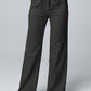 Black wide leg linen pants with drawstring waist