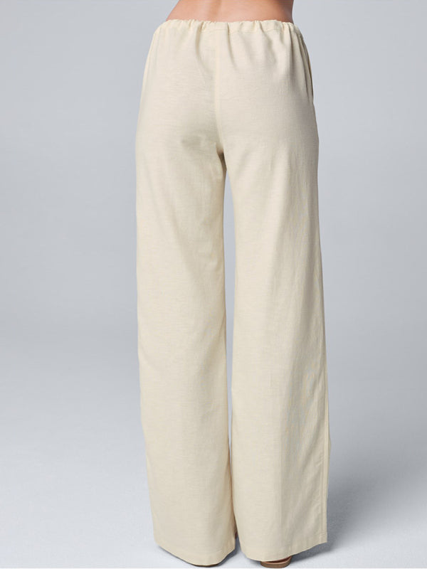 Beige wide leg linen pants, perfect for casual wear