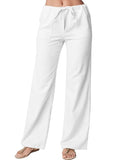 White wide leg linen pants with comfortable fit