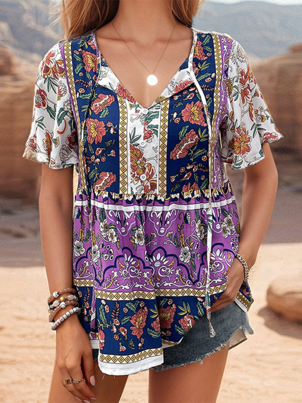 Fashionable Women's Bohemian Blouse with a unique and colorful design